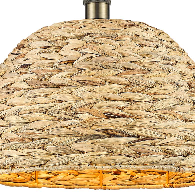 Image 2 Ballston Woven Rattan 16" Wide Antique Brass Pendant Light more views