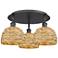 Ballston Woven Rattan 20" Wide 3 Light Matte Black Flush Mount With