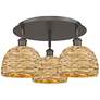 Ballston Woven Rattan 20" Wide 3 Light Oil Rubbed Bronze Flush Mount