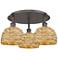 Ballston Woven Rattan 20" Wide 3 Light Oil Rubbed Bronze Flush Mount