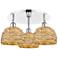 Ballston Woven Rattan 20" Wide 3 Light Polished Chrome Flush Mount