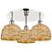 Ballston Woven Rattan 20" Wide 3 Light Polished Nickel Flush Mount