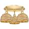 Ballston Woven Rattan 20" Wide 3 Light Satin Gold Flush Mount With