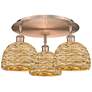 Ballston Woven Rattan 20" Wide 3-Lt Antique Copper Flush Mount With