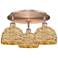 Ballston Woven Rattan 20" Wide 3-Lt Antique Copper Flush Mount With