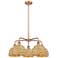 Ballston Woven Rattan 27"W 5 Light Antique Copper Stem Hung Chandelier