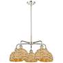 Ballston Woven Rattan 27"W 5 Light Polished Nickel Stem Chandelier