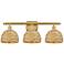 Ballston Woven Rattan 28" Wide Satin Gold 3-Light Bath Light