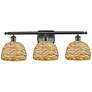 1_Ballston Woven Rattan 28"W Matte Black 3-Light Bath Light