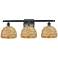 Ballston Woven Rattan 28"W Matte Black 3-Light Bath Light
