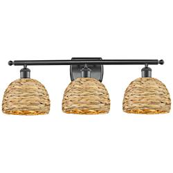 Ballston Woven Rattan 28"W Matte Black 3-Light Bath Light