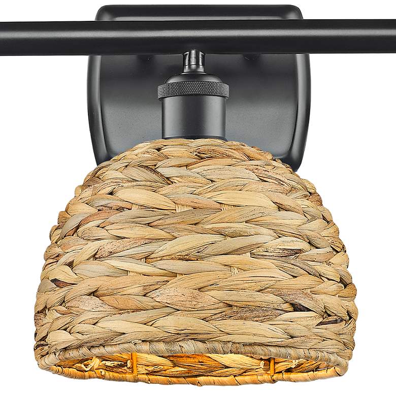 Image 2 Ballston Woven Rattan 28"W Matte Black 3-Light Bath Light more views