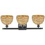 3_Ballston Woven Rattan 28"W Matte Black 3-Light Bath Light more views