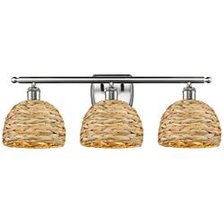 Ballston Woven Rattan 28"W Satin Nickel 3-Light Bath Light