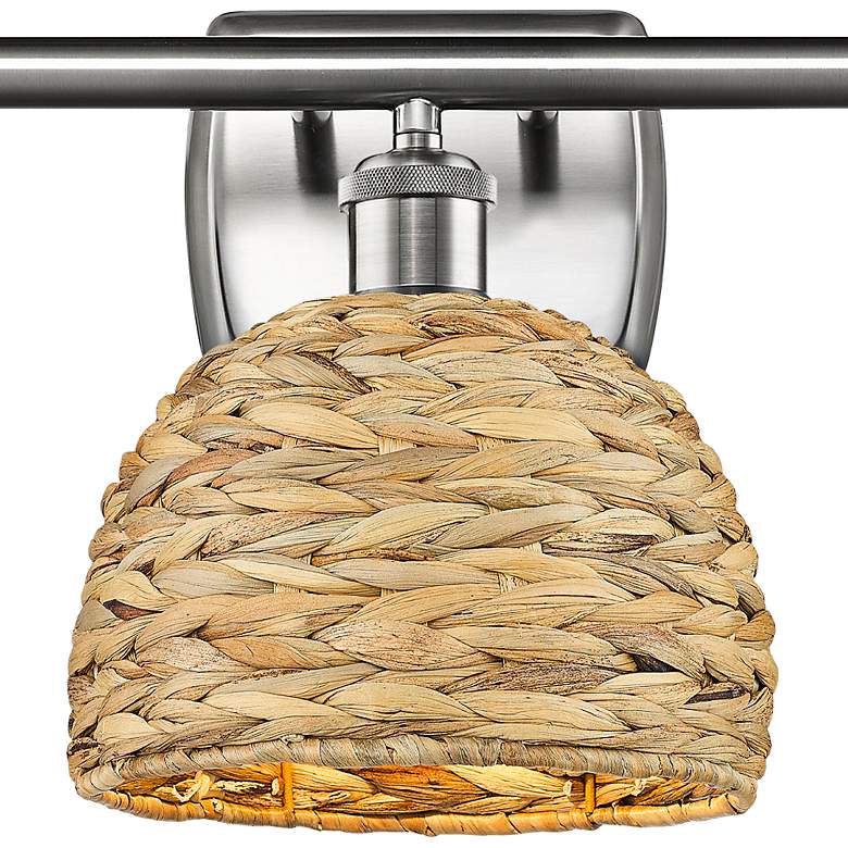 Image 2 Ballston Woven Rattan 28"W Satin Nickel 3-Light Bath Light more views