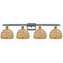 1_Ballston Woven Rattan 38" Wide Chrome 4-Light Bath Light