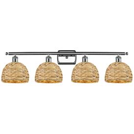 Ballston Woven Rattan 38" Wide Chrome 4-Light Bath Light Ballston Woven Rattan 38" Wide Chrome 4-Light Bath Light
