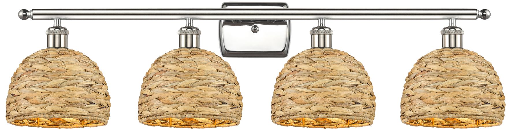 Ballston Woven Rattan 38" Wide Nickel 4-Light Bath Light