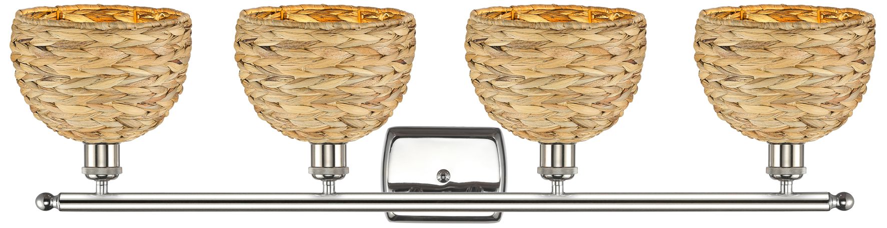 Image 2 Ballston Woven Rattan 38" Wide Nickel 4-Light Bath Light more views