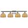 Ballston Woven Rattan 38"W Satin Nickel 4-Light Bath Light