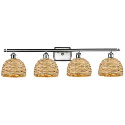 Ballston Woven Rattan 38"W Satin Nickel 4-Light Bath Light