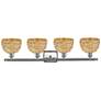 2_Ballston Woven Rattan 38"W Satin Nickel 4-Light Bath Light more views