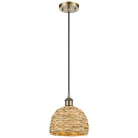 Ballston Woven Rattan 8" Wide Antique Brass Mini Pendant Ballston Woven Rattan 8" Wide Antique Brass Mini Pendant