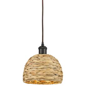 Ballston Woven Rattan 8" Wide Oil-Rubbed Bronze Mini Pendant Ballston Woven Rattan 8" Wide Oil-Rubbed Bronze Mini Pendant