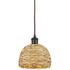 Ballston Woven Rattan 8" Wide Oil-Rubbed Bronze Mini Pendant