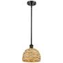 Ballston Woven Rattan 8" Wide Oil-Rubbed Bronze Mini Pendant