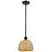 Ballston Woven Rattan 8" Wide Oil-Rubbed Bronze Mini Pendant