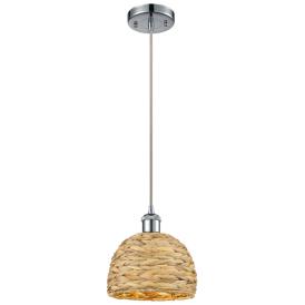Ballston Woven Rattan 8" Wide Polished Chrome Mini Pendant Ballston Woven Rattan 8" Wide Polished Chrome Mini Pendant