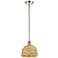 Ballston Woven Rattan 8" Wide Polished Nickel Mini Pendant