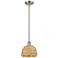 Ballston Woven Rattan 8" Wide Satin Nickel Mini Pendant