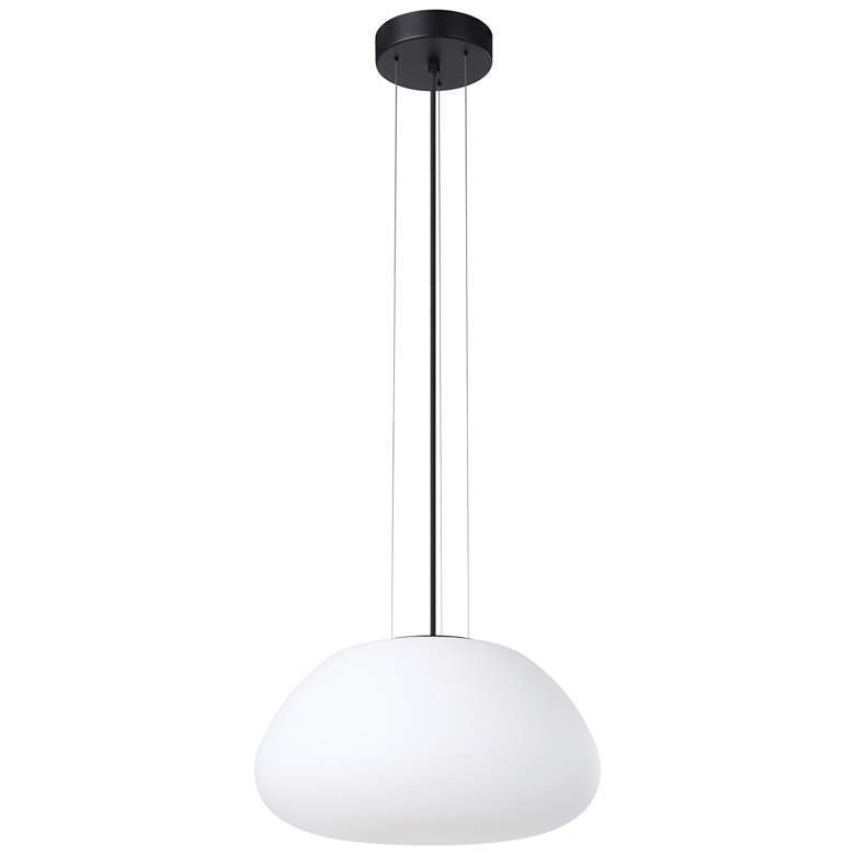 Image 1 Balmes 16.34-inch 1-light Black Pendant Light with White Glass Shade