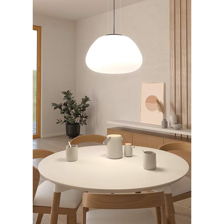 Image 2 Balmes 16.34-inch 1-light Black Pendant Light with White Glass Shade more views