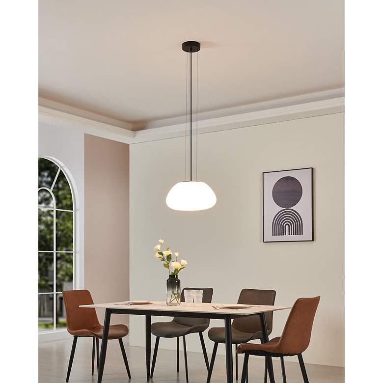 Image 3 Balmes 16.34-inch 1-light Black Pendant Light with White Glass Shade more views
