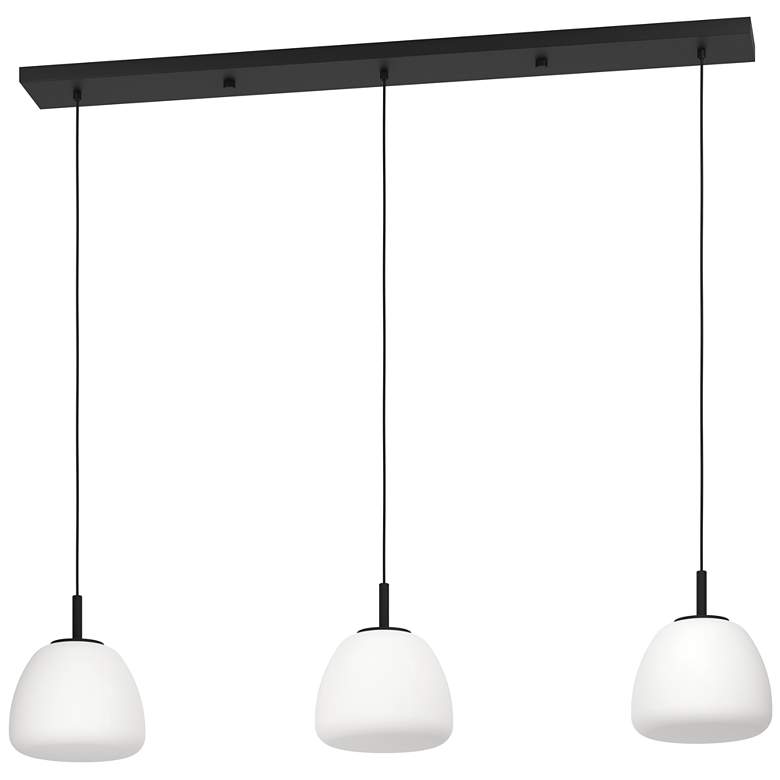 Image 2 Balmes 3-light Black Pendant Light with White Glass Shade