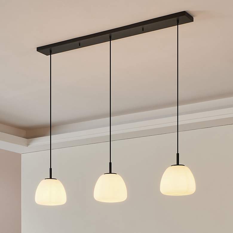 Image 1 Balmes 3-light Black Pendant Light with White Glass Shade