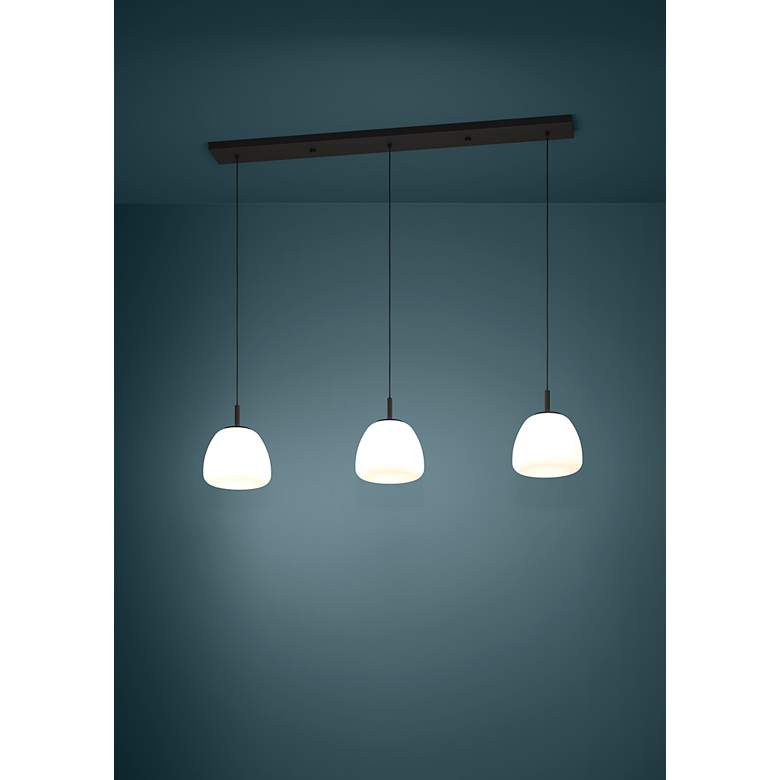 Image 3 Balmes 3-light Black Pendant Light with White Glass Shade more views