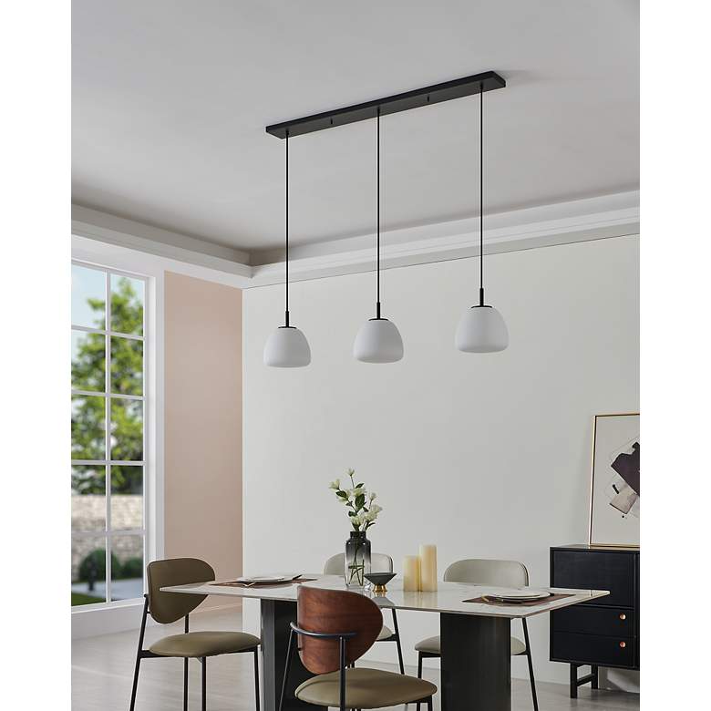 Image 5 Balmes 3-light Black Pendant Light with White Glass Shade more views