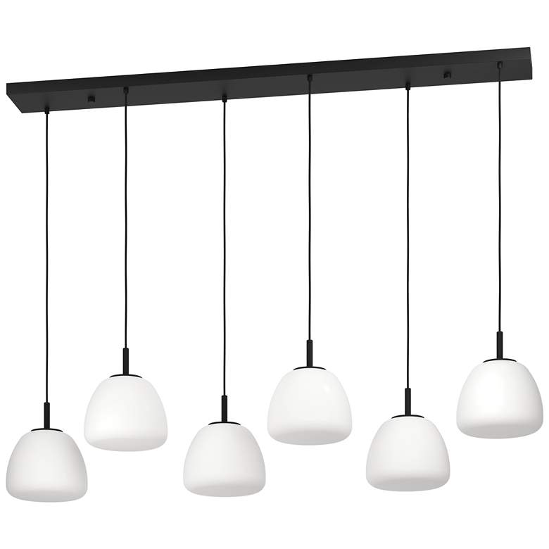 Image 1 Balmes 6-light Black Pendant Light with White Glass Shade