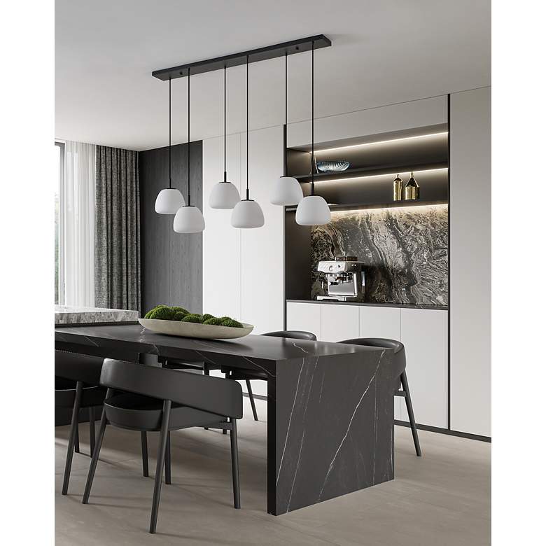Image 3 Balmes 6-light Black Pendant Light with White Glass Shade more views