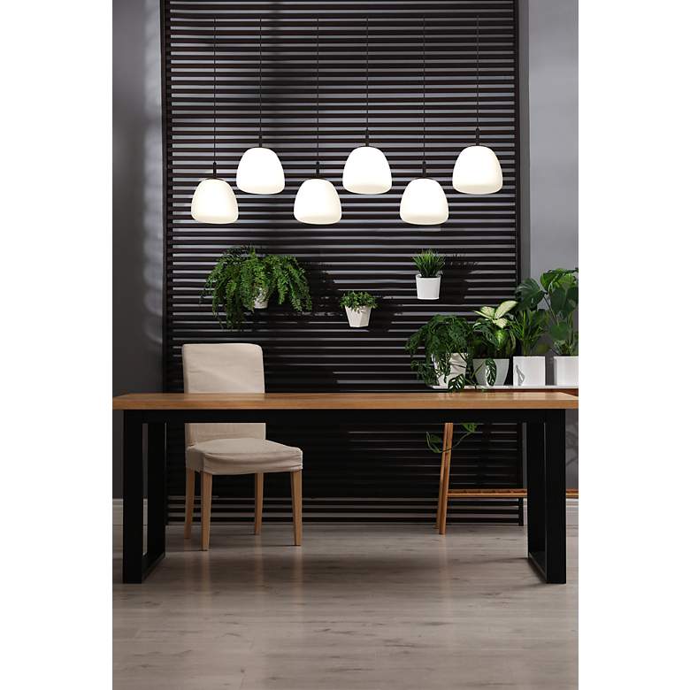 Image 4 Balmes 6-light Black Pendant Light with White Glass Shade more views