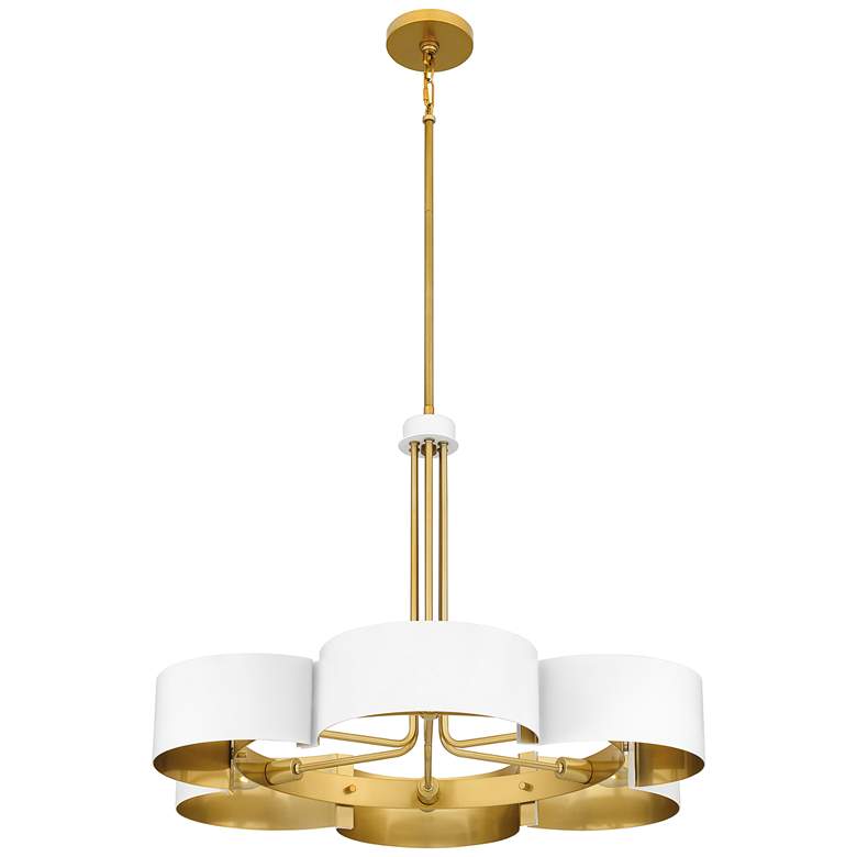 Image 7 Balsam 28 inchW Gold 6-Light Chandelier with White Lustre Shade more views