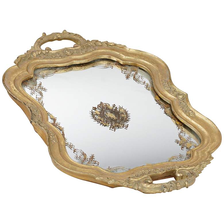 Image 1 Balsamo Antique Gold Mirrored Tray with Handles