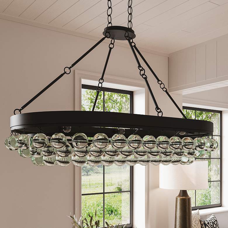 Image 1 Balthazar 46" Wide French Black 6-Light Oval Chandelier