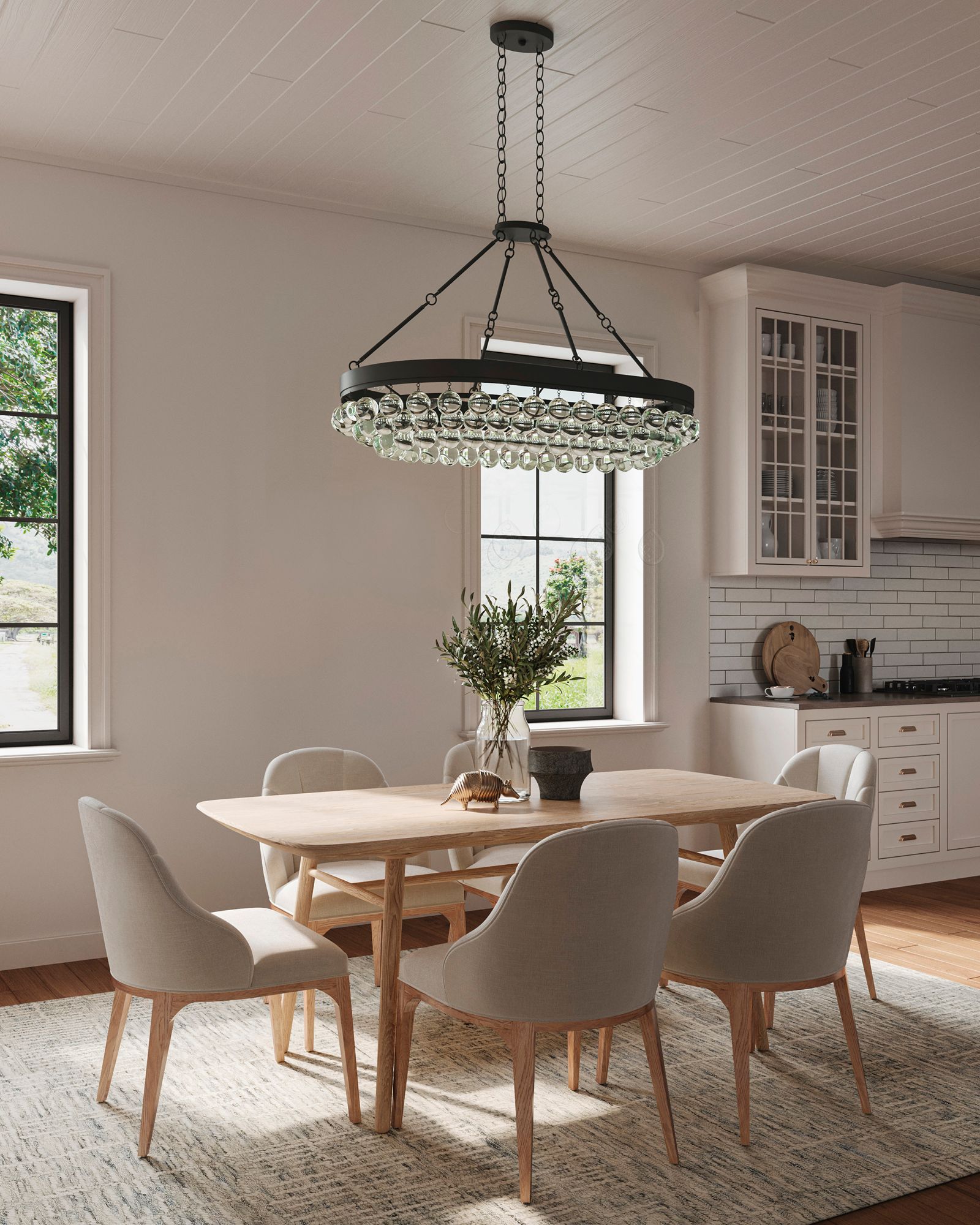 Balthazar 46" Wide French Black 6-Light Oval Chandelier