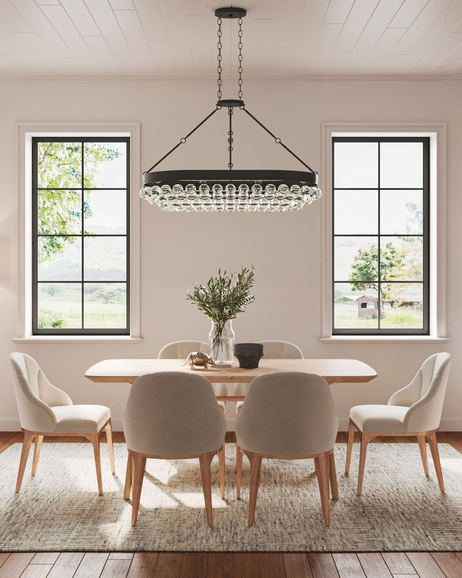 Balthazar 46" Wide French Black 6-Light Oval Chandelier