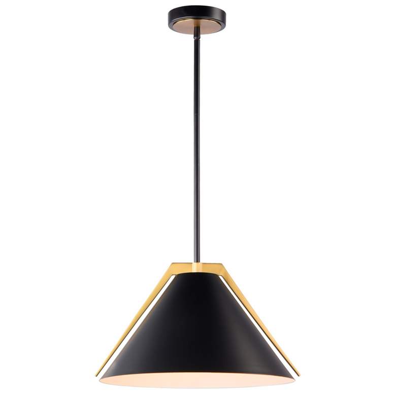 Image 1 Baltic 15" Wide Black Pendant With Black Iron Shade